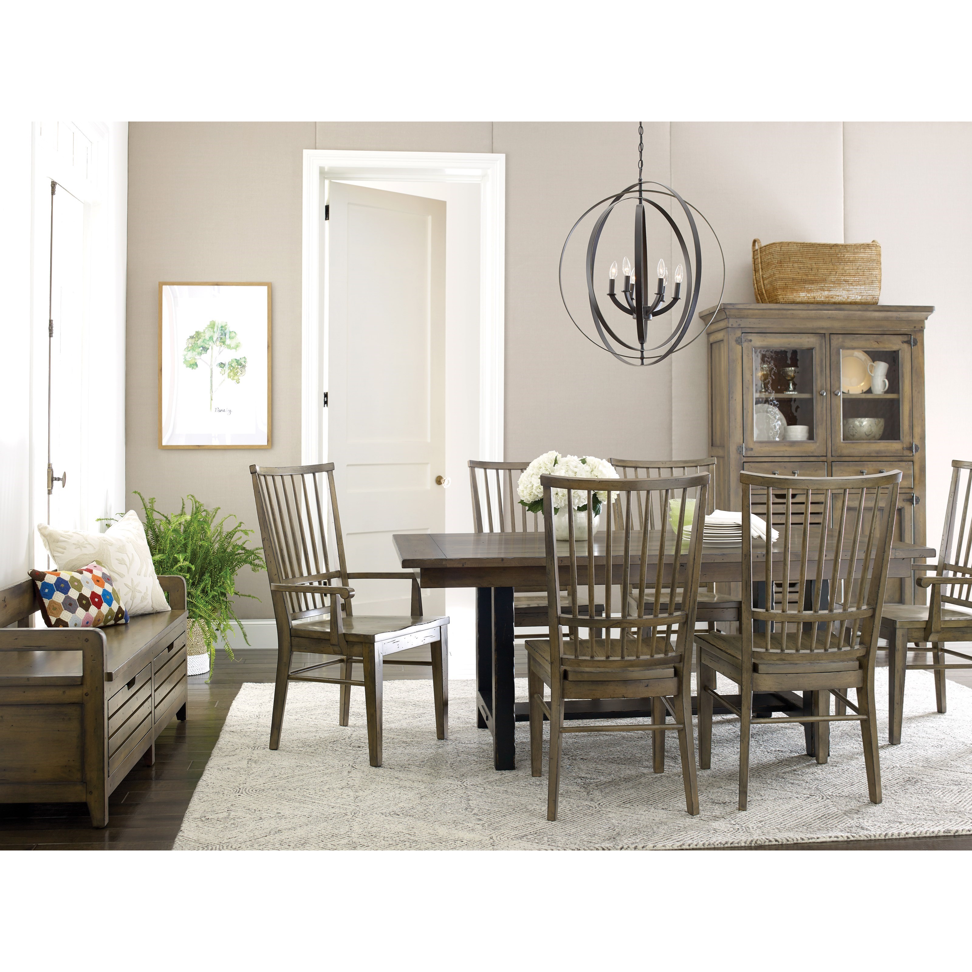 Kincaid Furniture Mill House 860744+2x639+4x638 Dining Table Set with
